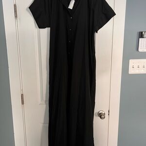 LOFT Black Button-Up Maxi Dress